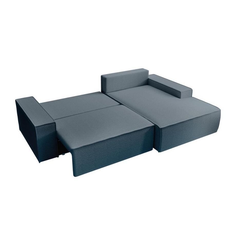 Vente-unique Ecksofa mit Schlaffunktion - Ecke rechts - Strukturstoff - Blau - AMELIA  
