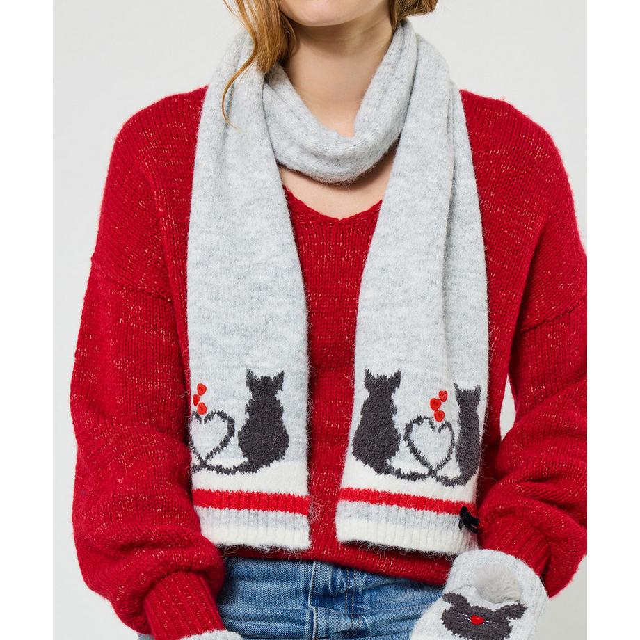 Écharpe chat avec boutons et nœud