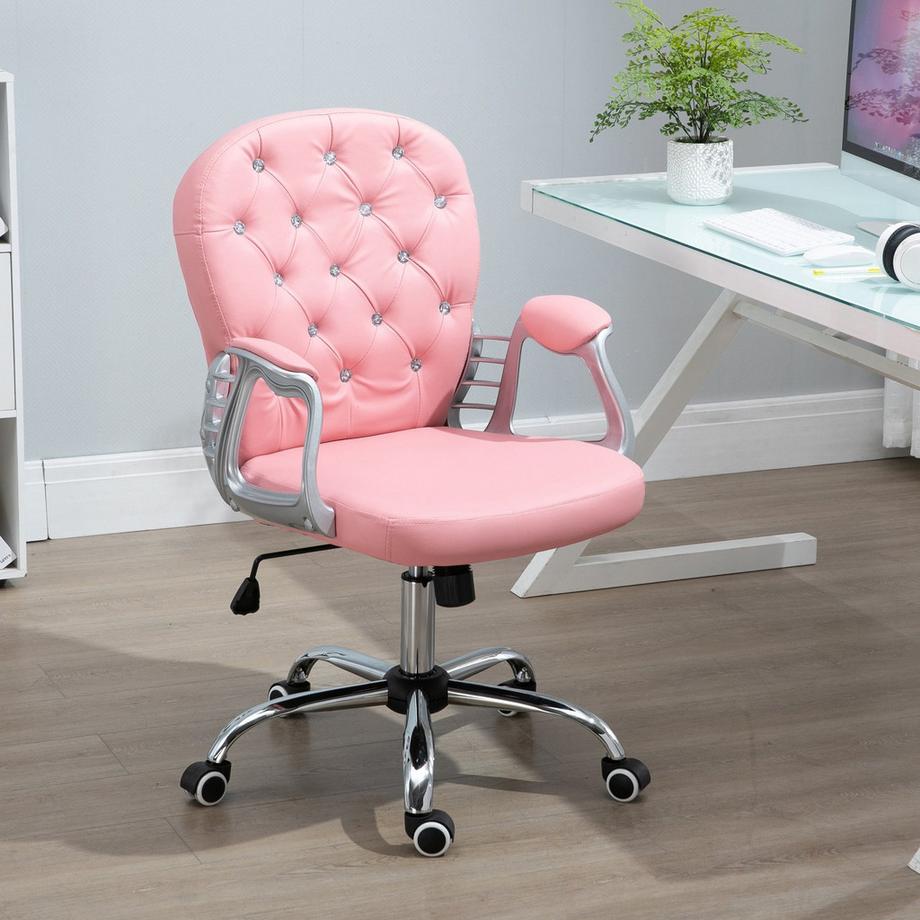 Northio Sedia Da Ufficio Poltrona Direzionale Schienale Ergonomico Imbottito, Rosa, Pu, ​​59,5 X 60,5 95-105 Cm  