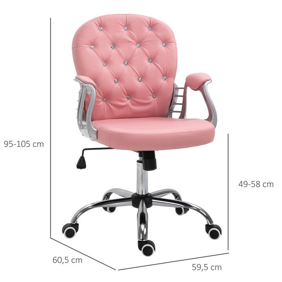 Northio Sedia Da Ufficio Poltrona Direzionale Schienale Ergonomico Imbottito, Rosa, Pu, ​​59,5 X 60,5 95-105 Cm  