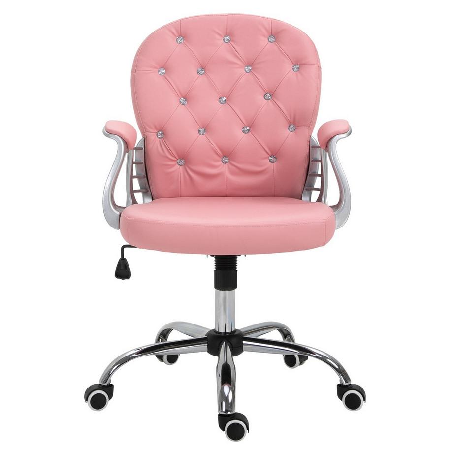 Sedia Da Ufficio Poltrona Direzionale Schienale Ergonomico Imbottito, Rosa, Pu, ​​59,5 X 60,5 95-105 Cm