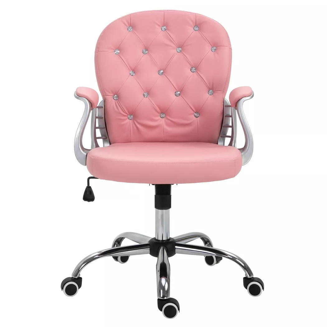 Northio – Bürostuhl Chefsessel Ergonomisch Gepolsterte Rückenlehne, Rosa, Pu, 59,5 X 60,5 95-105 Cm, One Size