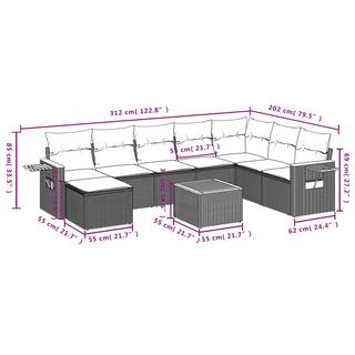 VidaXL Ensemble de canapés de jardin rotin synthétique  