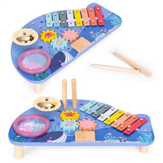 MST  Musikinstrumententisch mit Xylophon, Becken, Tamburin und Shaker, Meeresthema ECOTOYS 