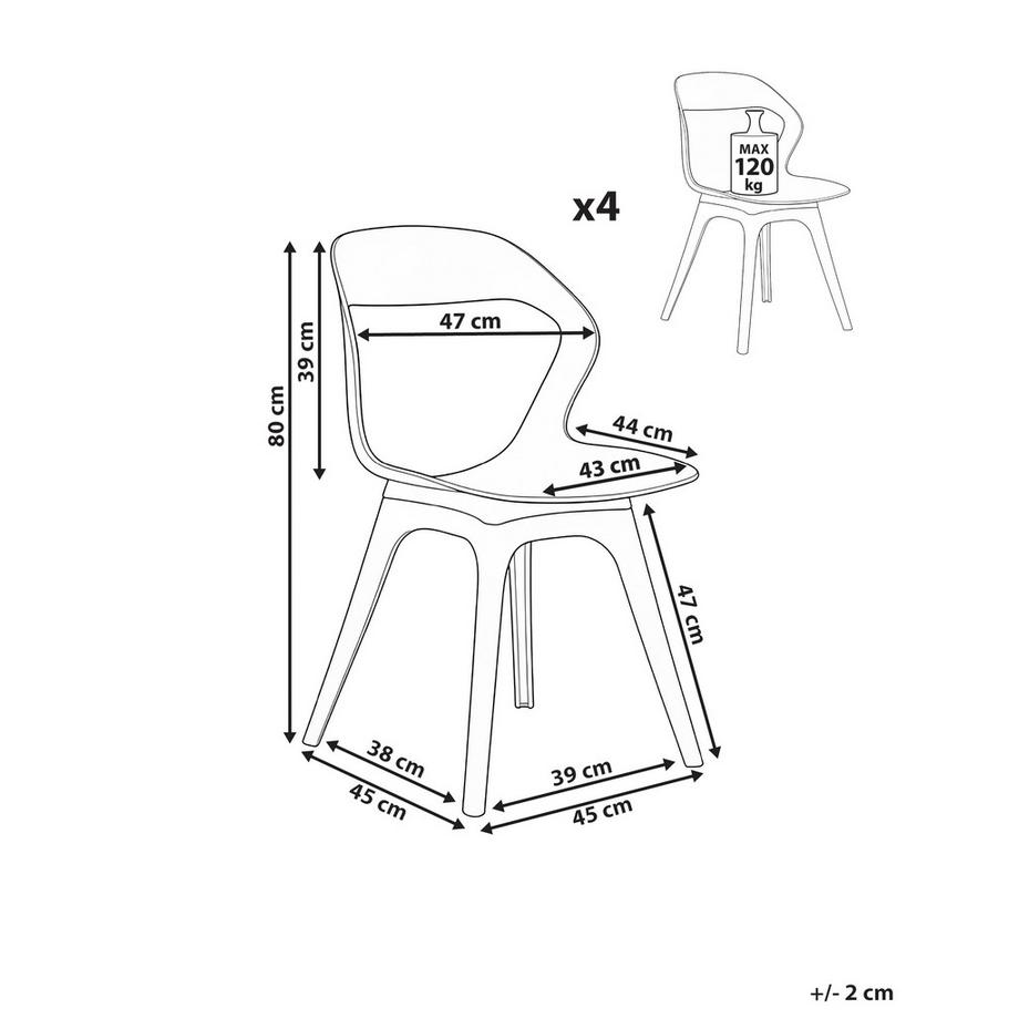 Beliani Gartenstuhl 4er Set aus Polypropylen  LACHANIA  