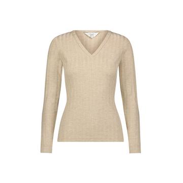 t-shirt col v manches longues oatmeal