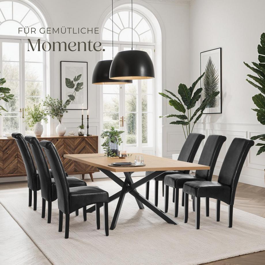 Tectake Sedia per sala da pranzo  imbottita con rivestimento in ecopelle  