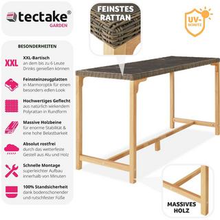 Tectake Tavolo da bar in rattan Lovas 161 x 64,5 x 99,5 cm  