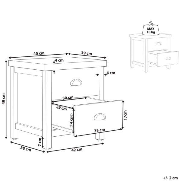 Beliani Comodino 2 cassetti en Pannello di fibre (LDF) Classico CLIO  