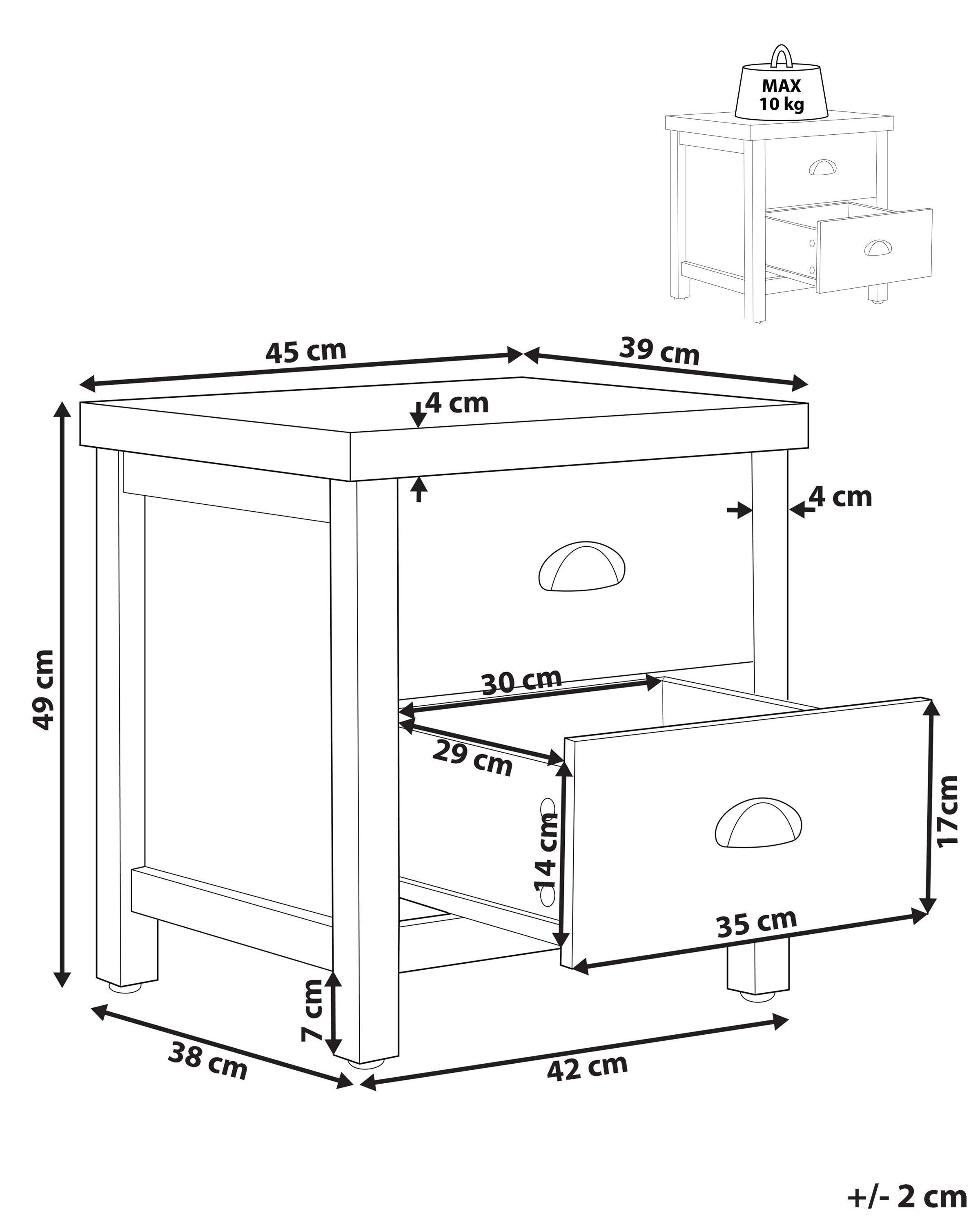 Beliani Table de nuit à 2 tiroirs en Panneau de particules de bois Traditionnel CLIO  