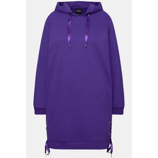 Ulla Popken  Long sweat à capuche, manches longues et bandes en satin 