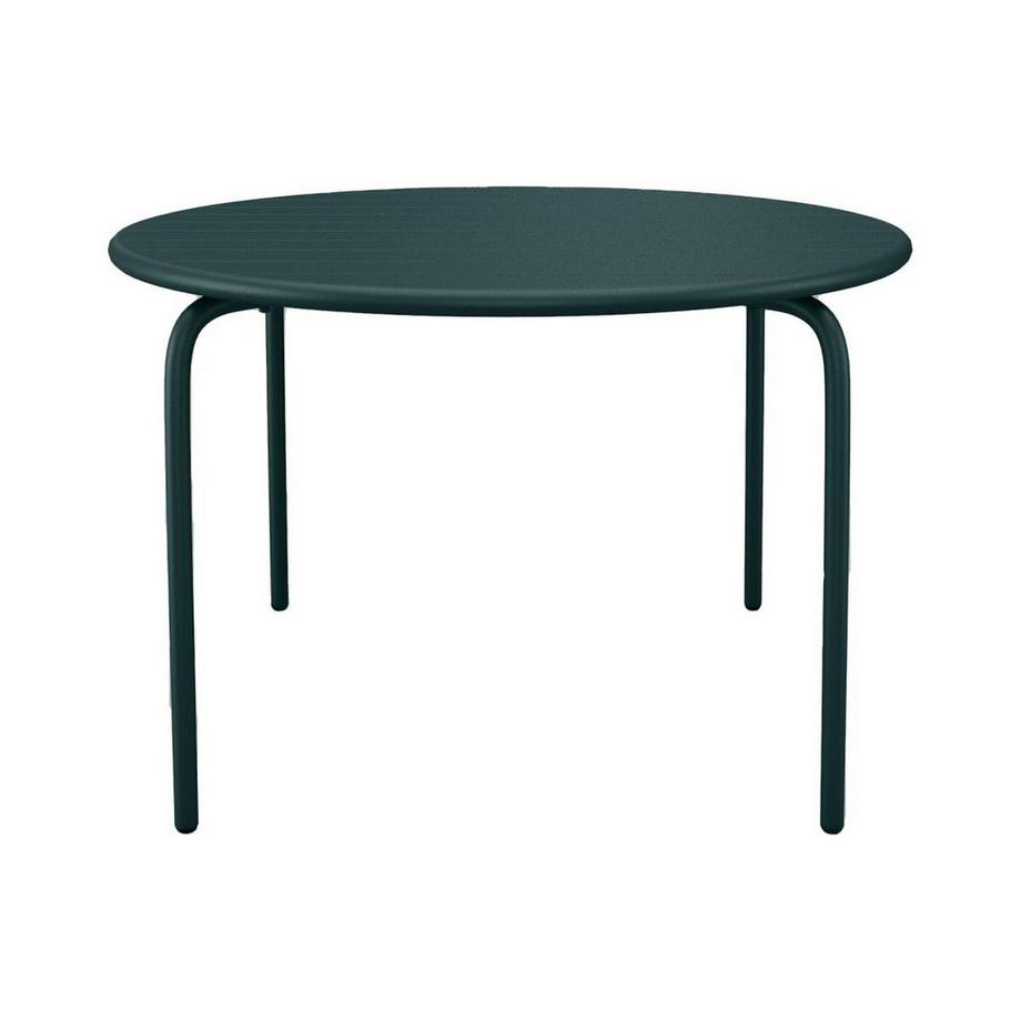 Vente-unique Gartentisch rund - D. 110 cm - Metall - Tannengrün - MIRMANDE von MYLIA  