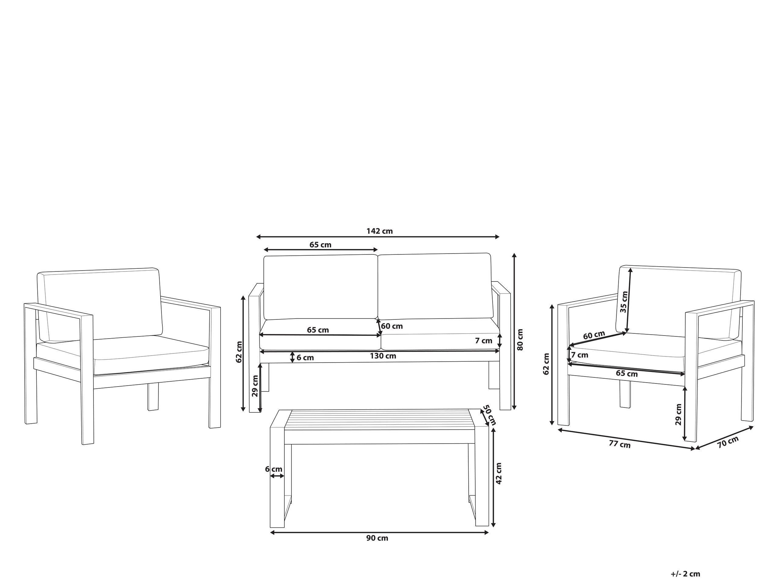 Beliani Ensemble de salon avec table en Aluminium Industriel SALERNO  