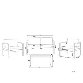 Beliani Lounge Set mit Tisch aus Aluminium Industriell SALERNO  