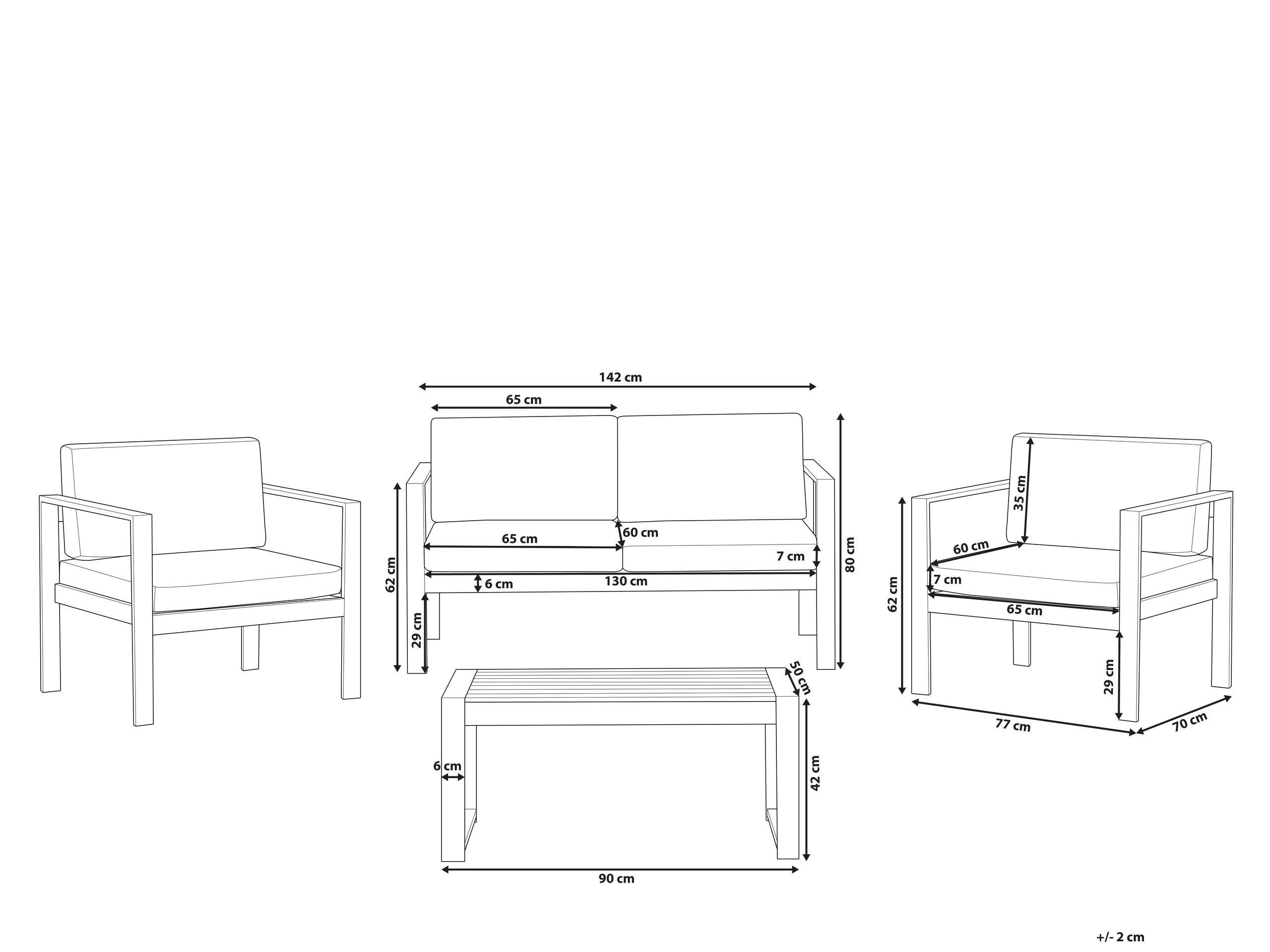 Beliani Ensemble de salon avec table en Aluminium Industriel SALERNO  