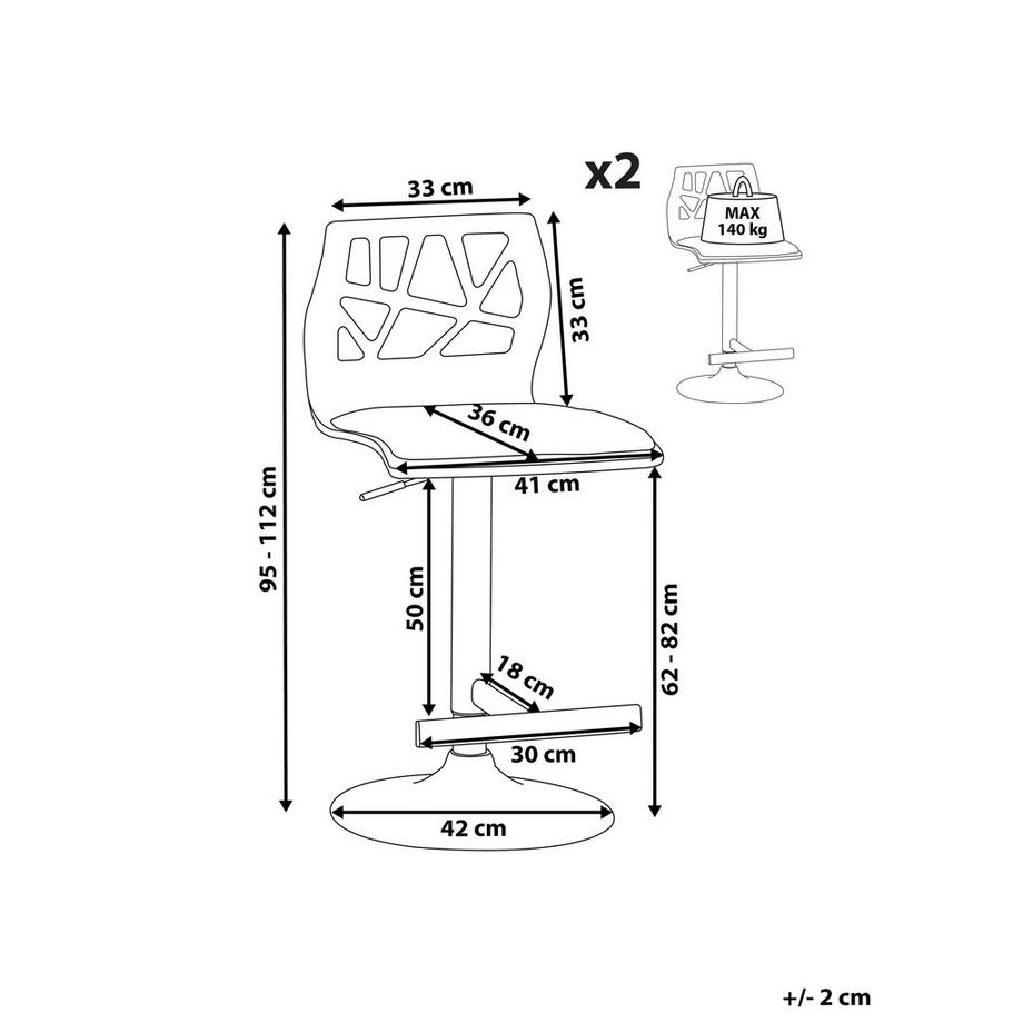 Beliani Set di 2 sedie alte en Pelle sintetica Retrò PETERSBURG  