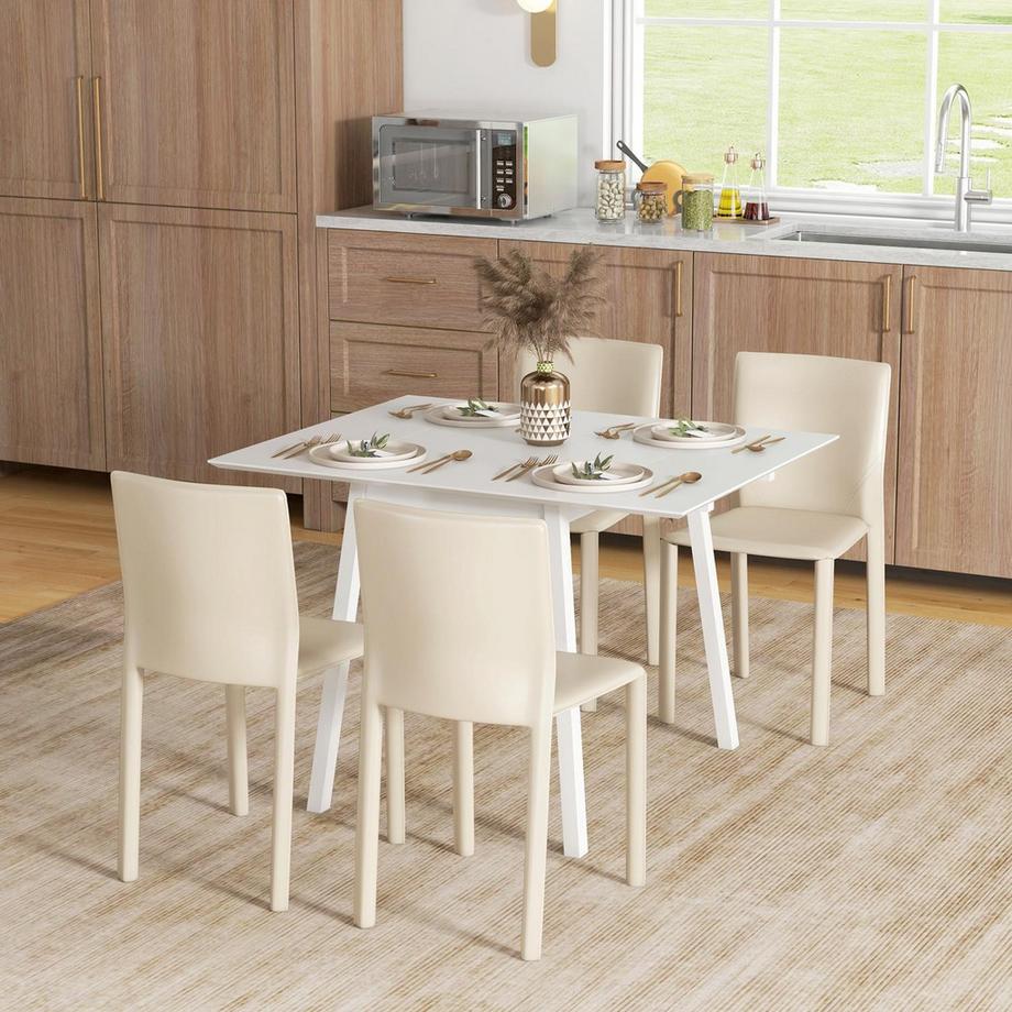 Northio Table À Manger Pliante, Table De Cuisine Pour 2-4 Personnes, Table Pliante, Table De Salle À Manger En Bois, Pour Petites Pièces, 110 X 86 X 75 Cm, Blanc  