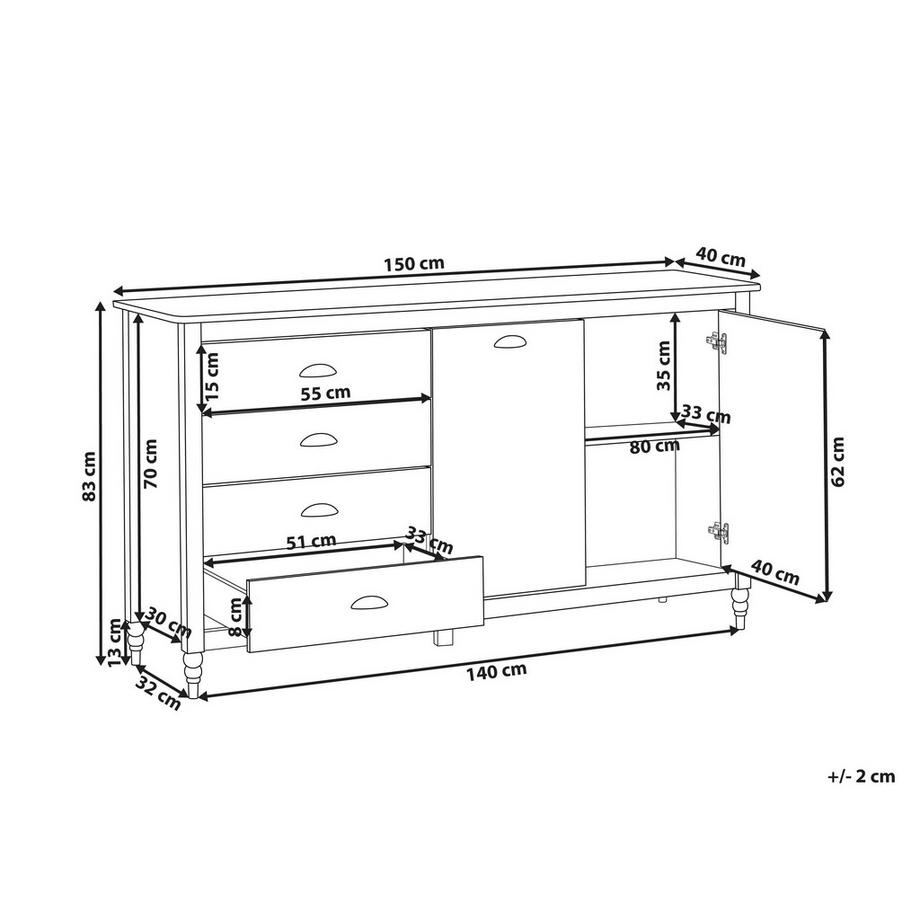 Beliani Sideboard mit 2 Türen aus Kiefernholz Skandinavisch SHILLINGTON  