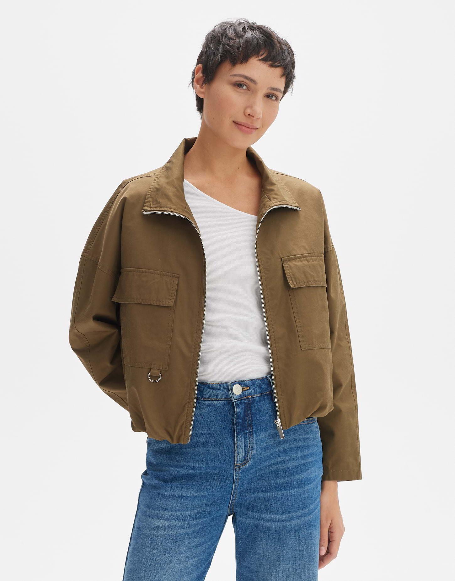 Image of Kurzjacke Hanneka Boxy Silhouette Damen Olivegrün 38