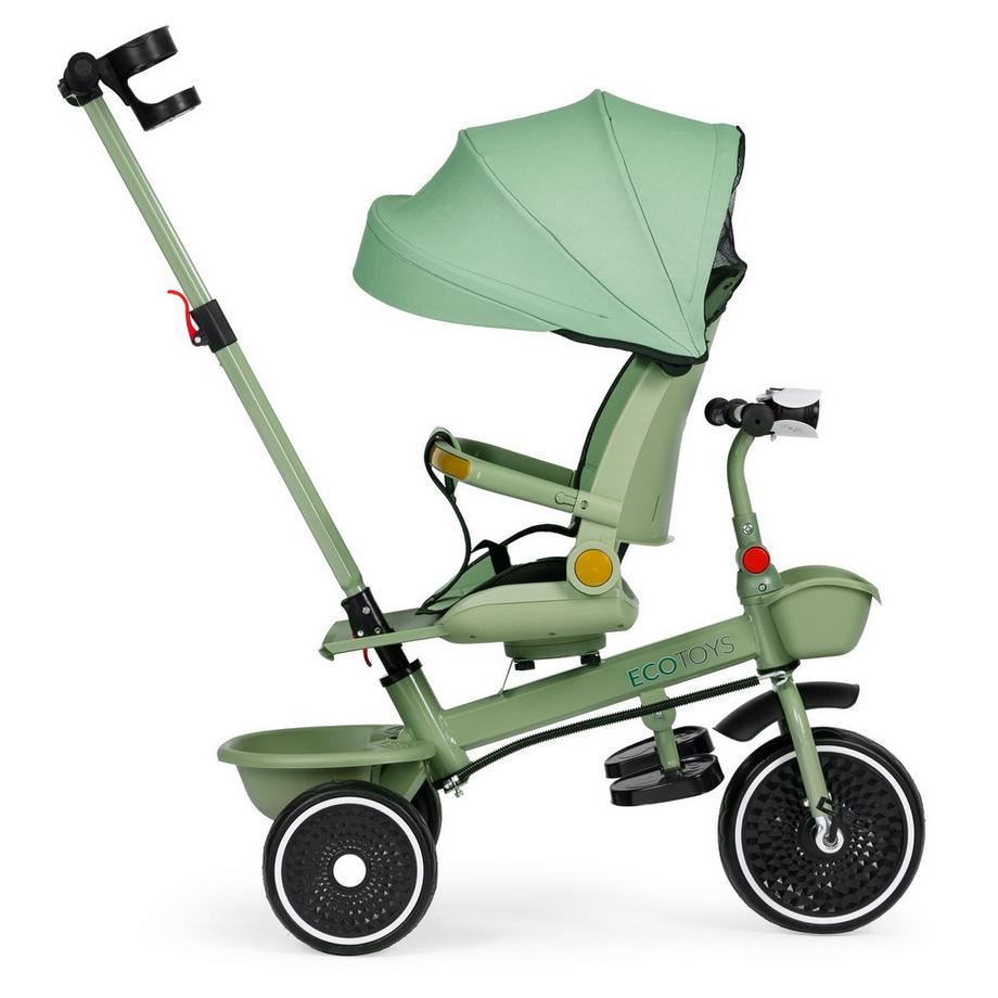 Northix  Poussette tricycle 2 en 1, siège pivotant, auvent pliable 