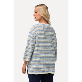 Ulla Popken  Pullover, Ringel, Oversized, Rundhals, 3/4-Arm 