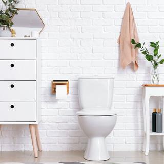 B2X Porte papier toilette en bambou avec étagère  