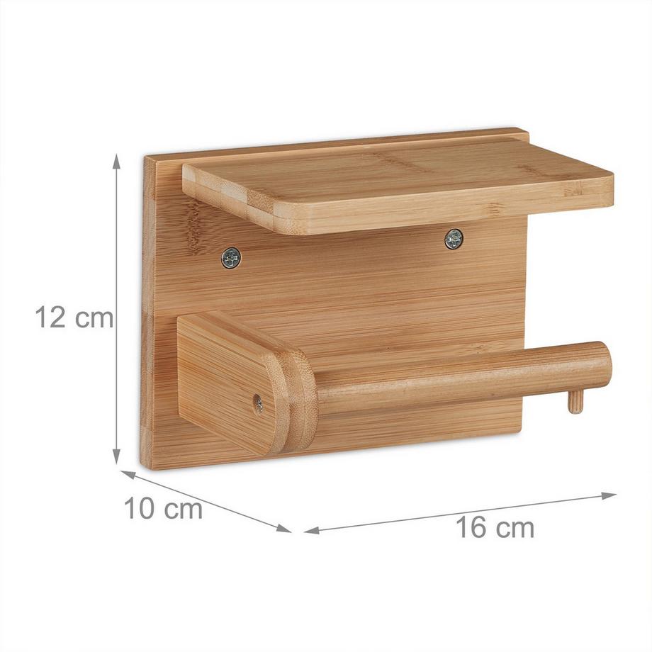 B2X Porta carta igienica in bambù con ripiano  