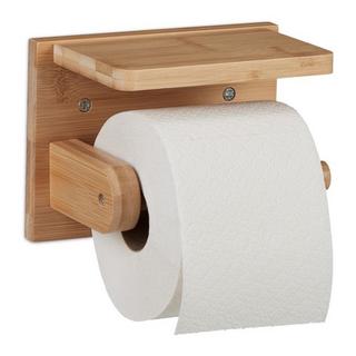 B2X Porte papier toilette en bambou avec étagère  