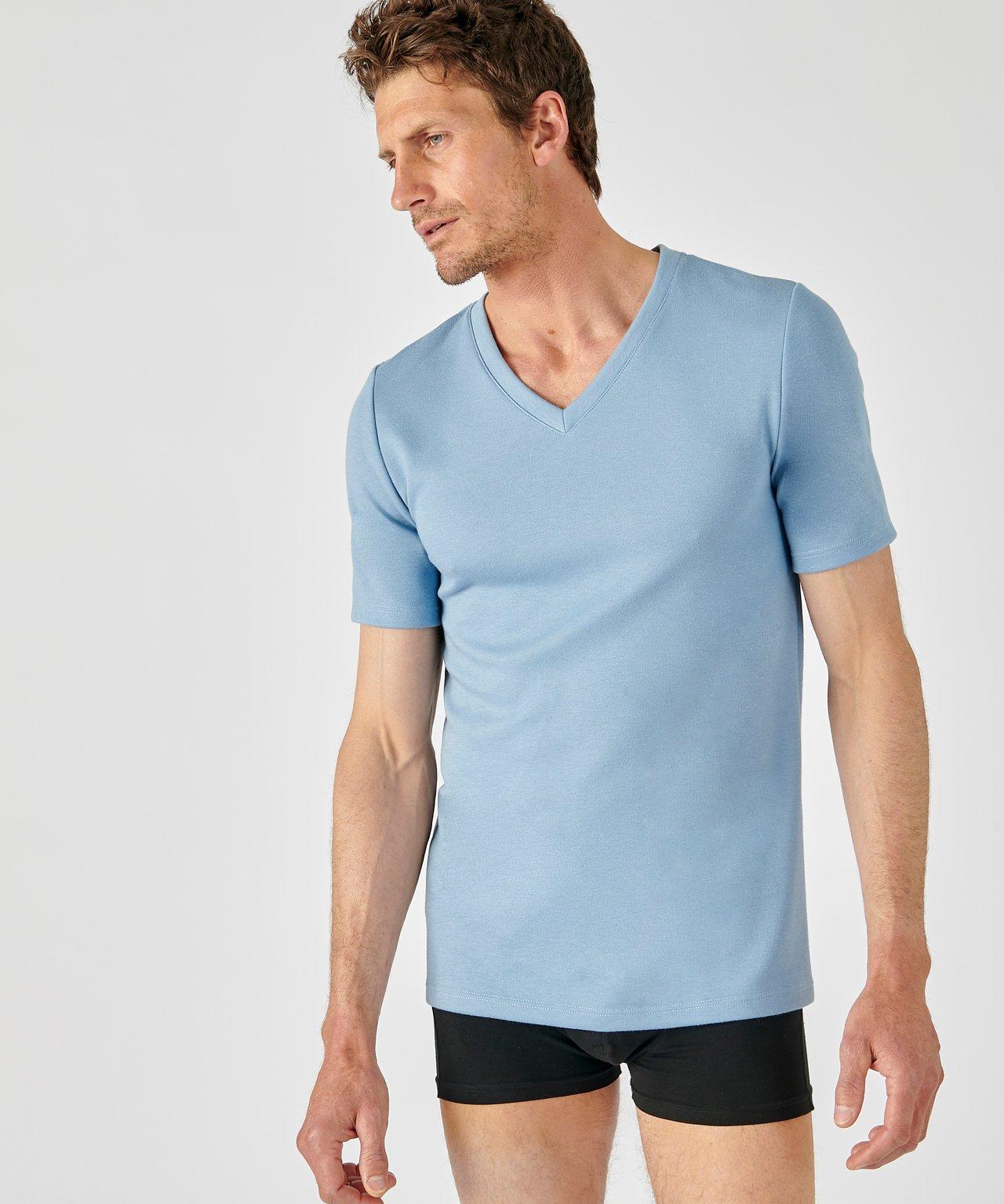Image of T-shirt Mit V-ausschnitt, Wärmegrad Medium 3. Herren Blau XXL