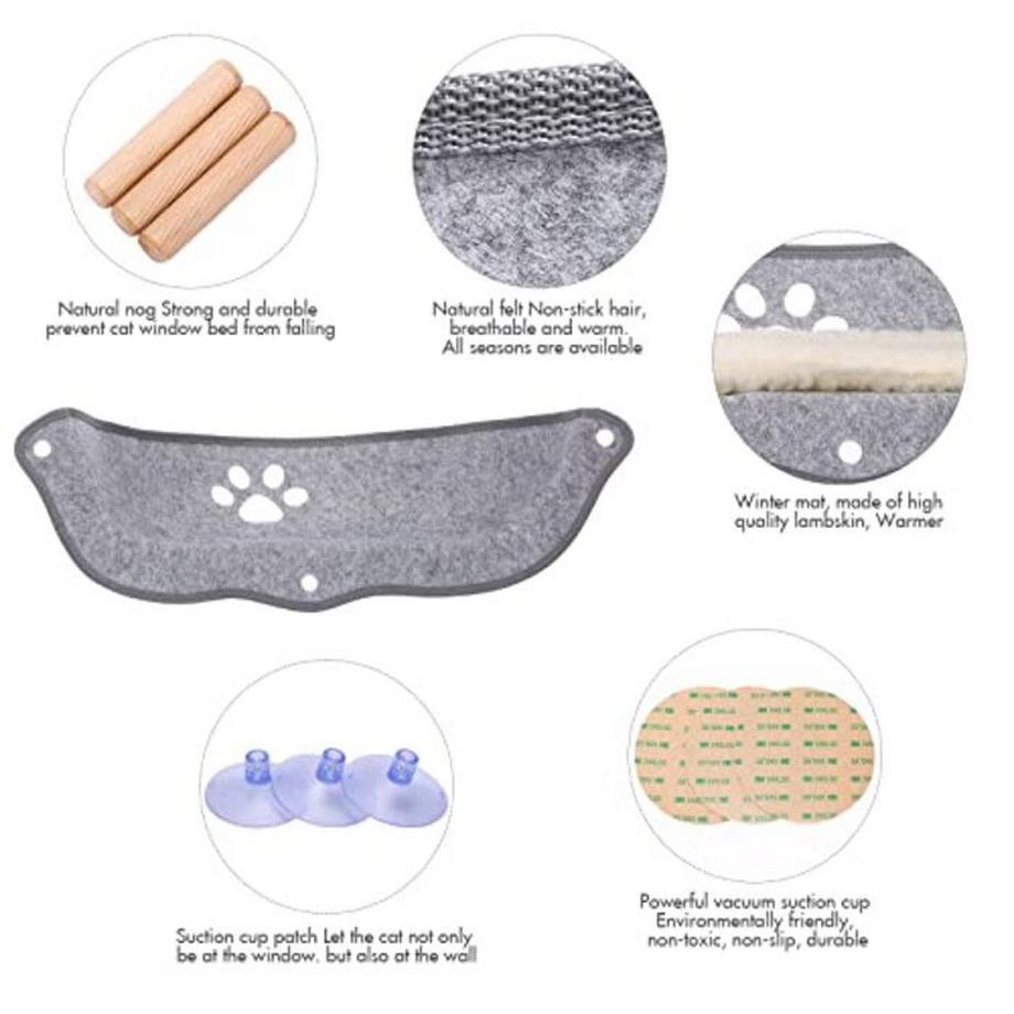 Alopini  Katzen-Fensterliege Fensterbank mit Matten und Saugnapf zum Sonnenbaden, bis 20 KG 