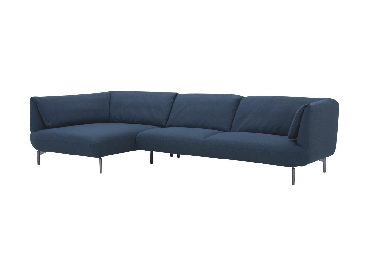 Vente-unique Ecksofa - Ecke links - Stoff - Blau - ANGELINA  