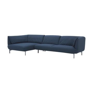 Ecksofa - Ecke links - Stoff - Blau - ANGELINA