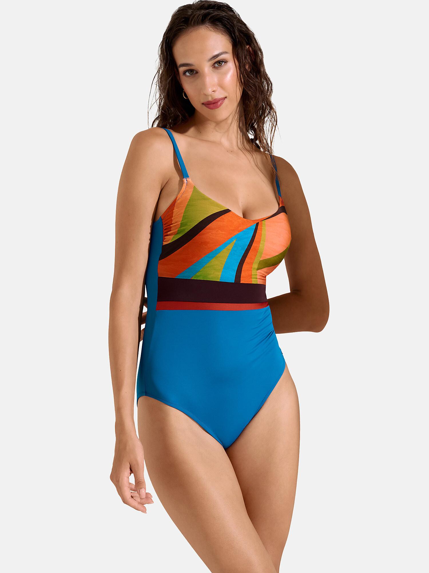 Image of Einteiliger Badeanzug Shapewear Armatured Verstellbare Träger Viviero Damen Blau C/38