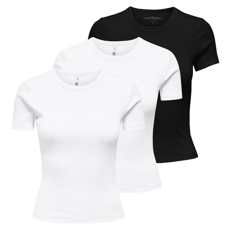 T-shirt  Paquet de 3 Confortable à porter-ONLVAL LIFE O-NECK TOP 3P