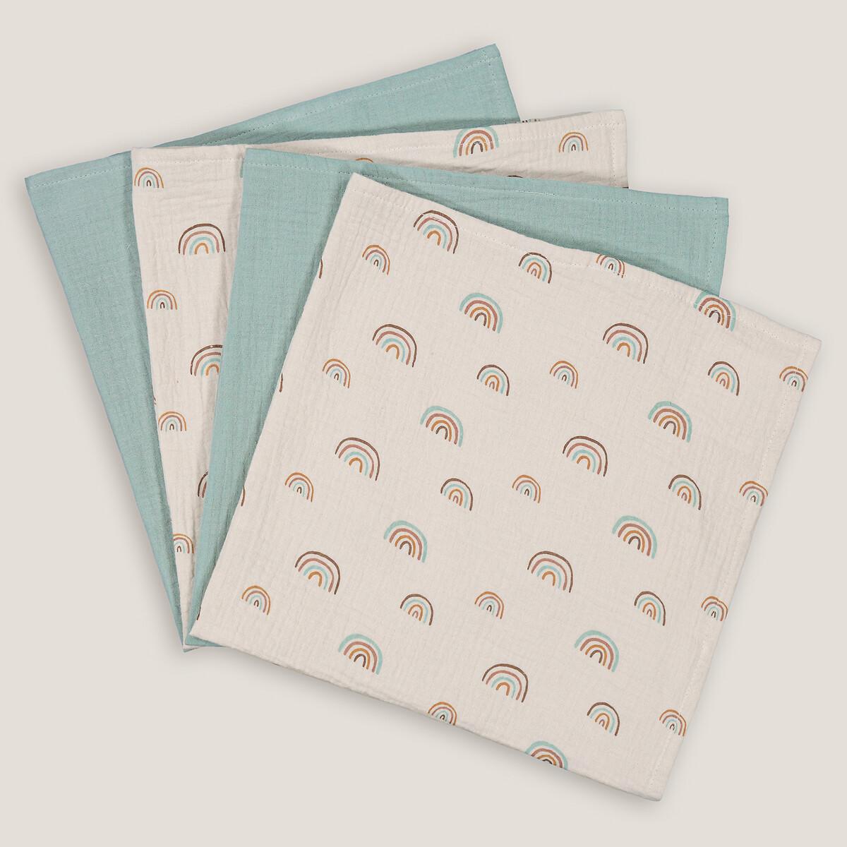 Image of 4er-pack Wickeltücher Aus Baumwollmusselin Unisex Weiss Bedruckt ONE SIZE