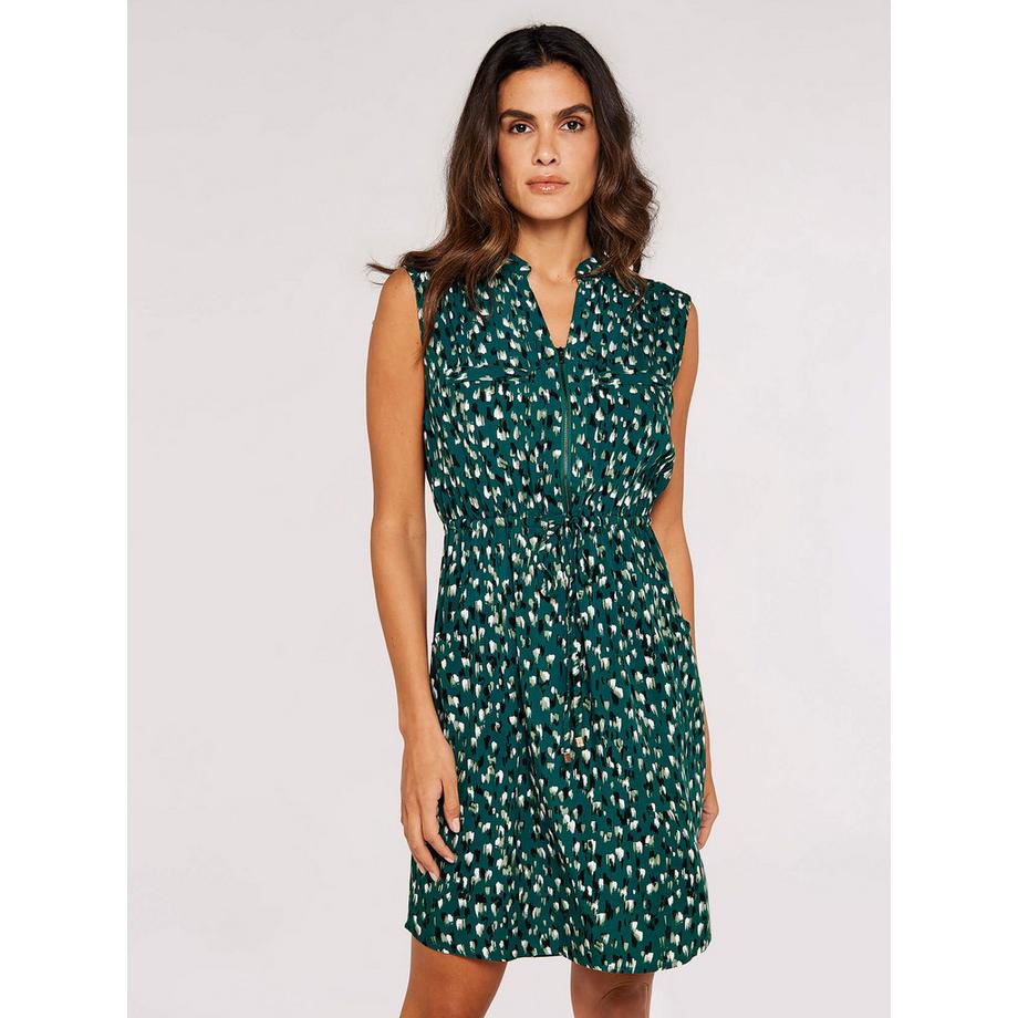 Mini-robe zippée à motifs de coups de pinceau