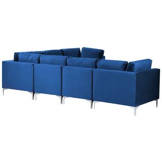 Beliani Canapé avec pouf en Velours Moderne EVJA  