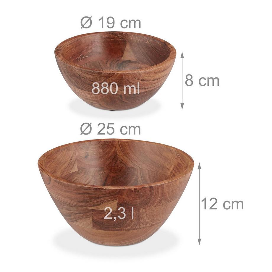 B2X  Salatschüssel 2er Set Akazienholz 