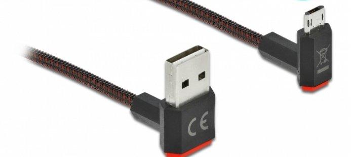 DeLock  Câble EASY-USB 2.0 Type-A mâle à EASY-USB Type Micro-B mâle coudé vers le haut / bas 2 m noir 