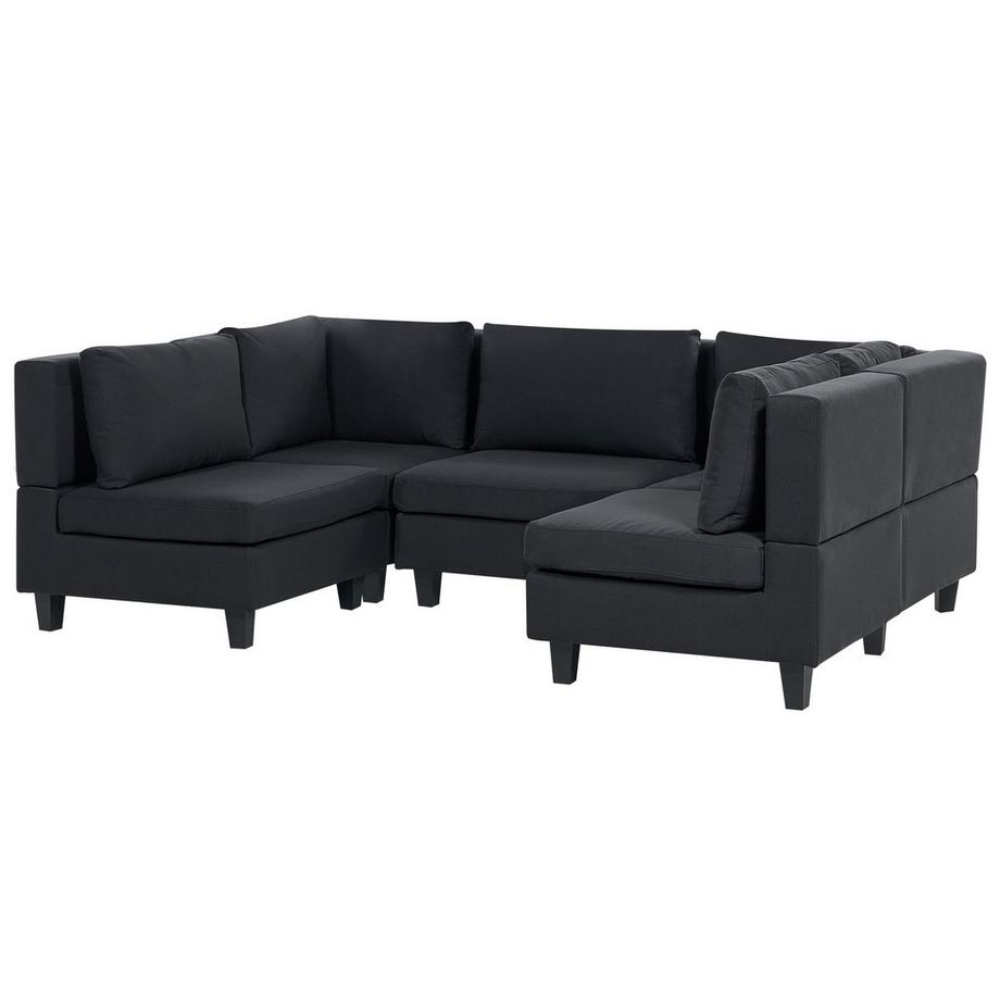 Beliani U-förmiges Sofa mit Ottomane aus Stoff  UNSTAD  
