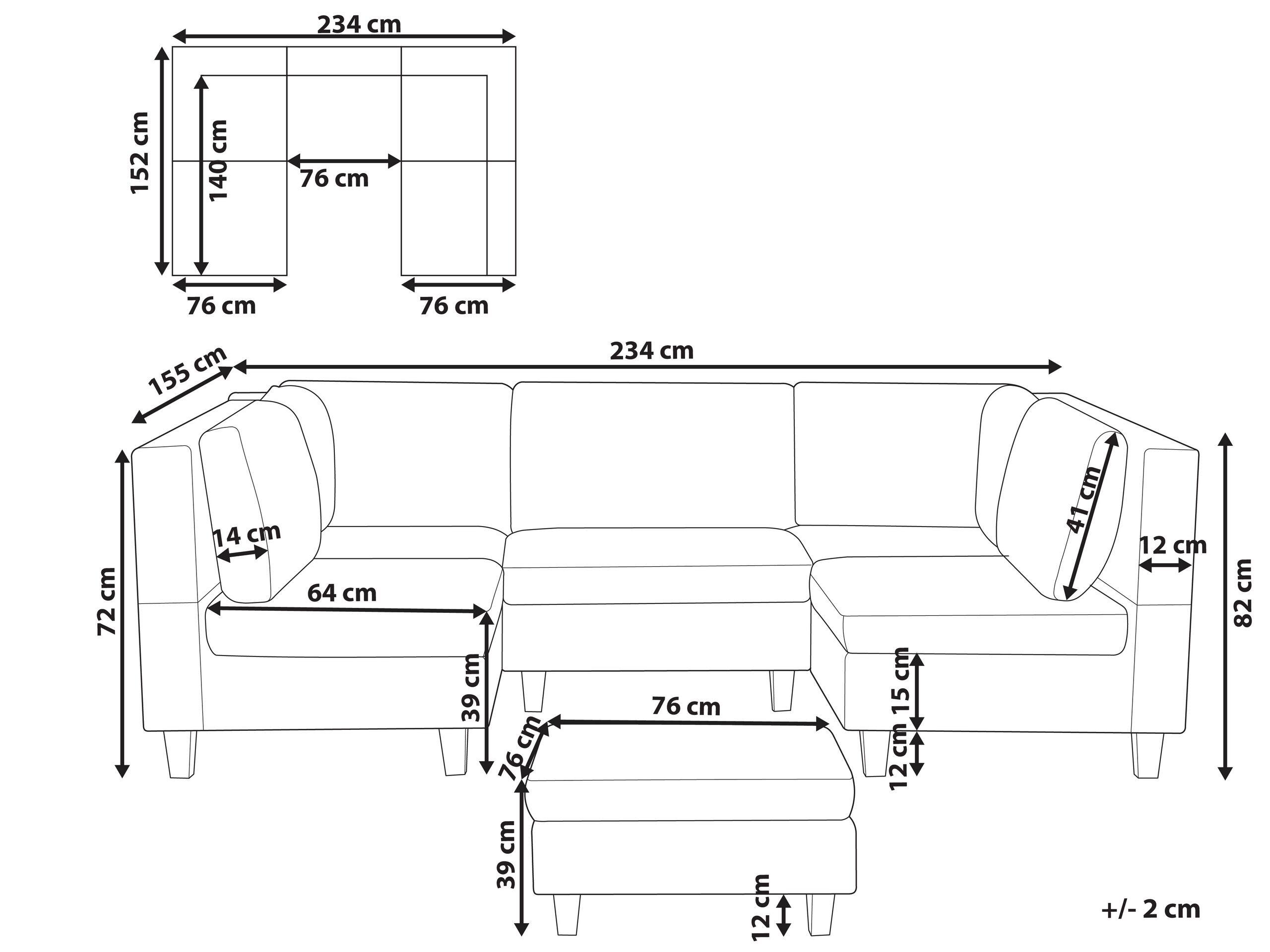 Beliani Canapé modulable en Polyester Moderne UNSTAD  