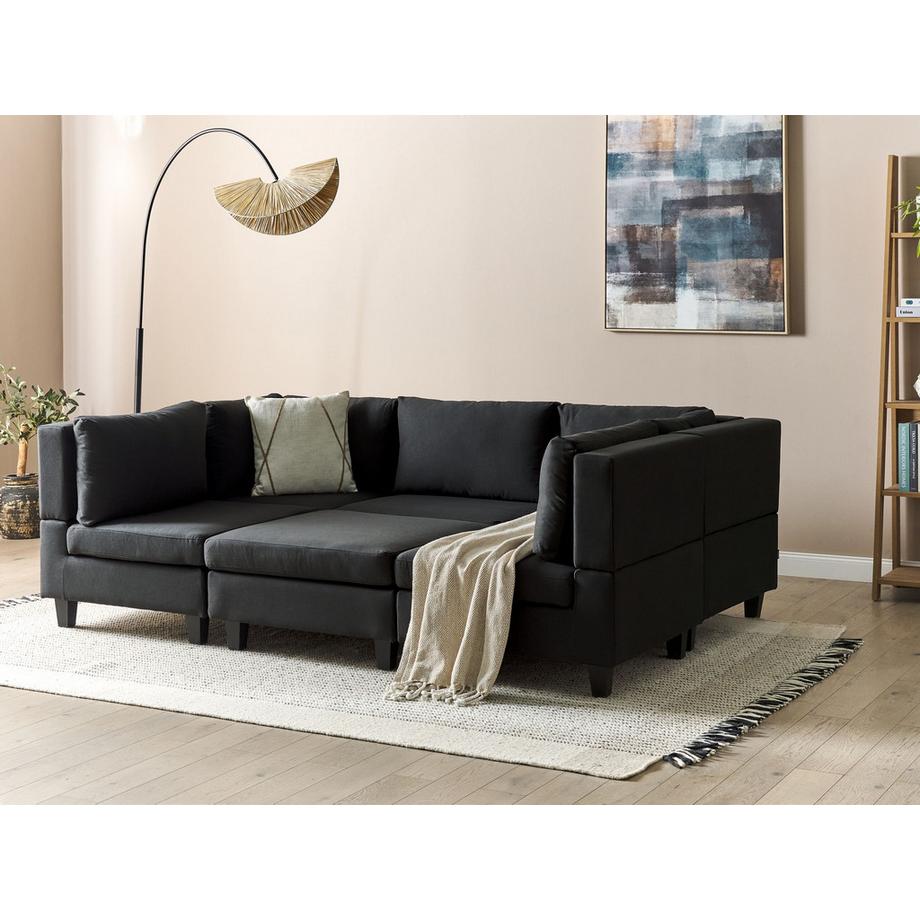 Beliani U-förmiges Sofa mit Ottomane aus Stoff  UNSTAD  