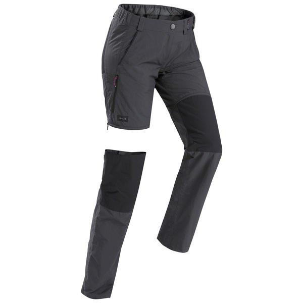 FORCLAZ  Pantalon modulable 2 en 1 de trek montagne - MT100 Gris femme 