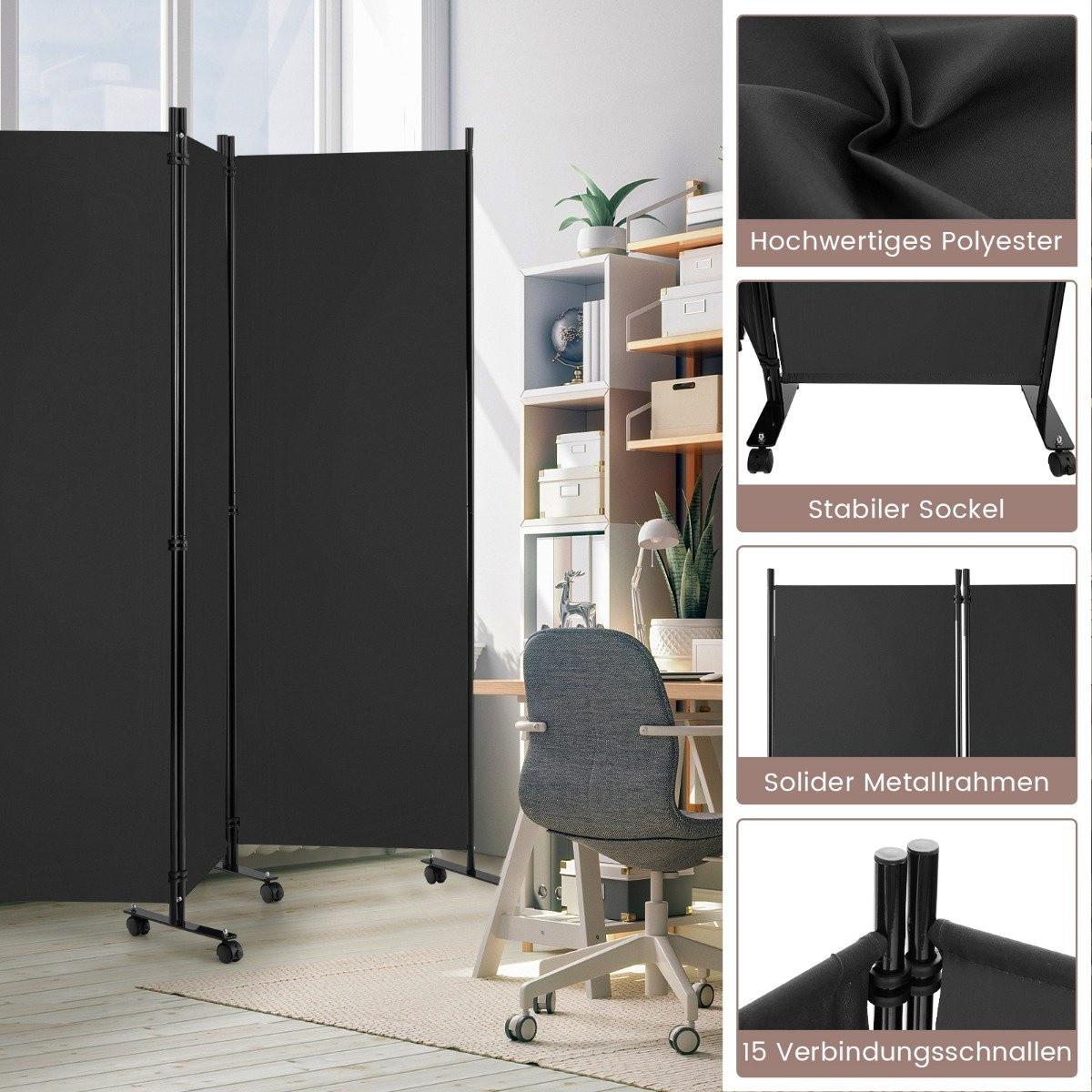 B2X Paravent pliable en 6 parties, avec roulettes verrouillables  