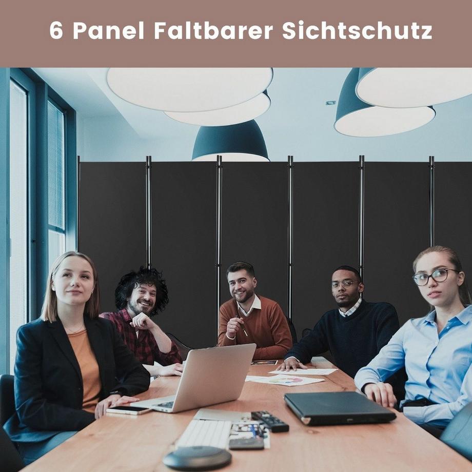 Divisorio pieghevole in 6 parti, schermo per la privacy con ruote bloccabili