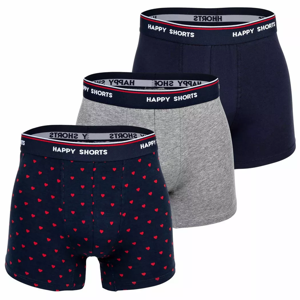 Happy Shorts - Boxer Uomini Confezione da 3 Vestibilità confortevole, per uomo, Multicolor, Größe L
