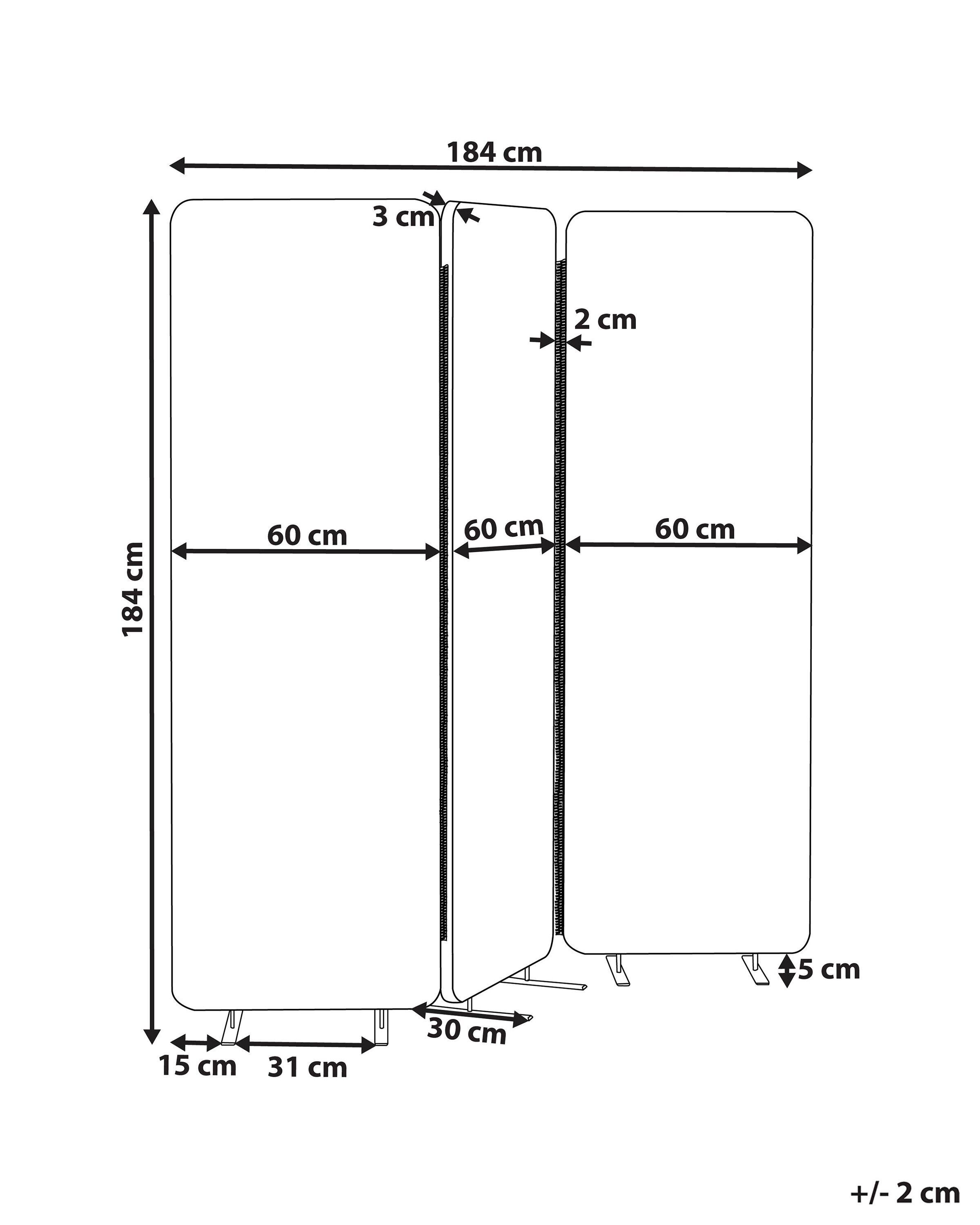 Beliani Séparation de pièce acoustique à 3 panneaux en Polyester STANDI  