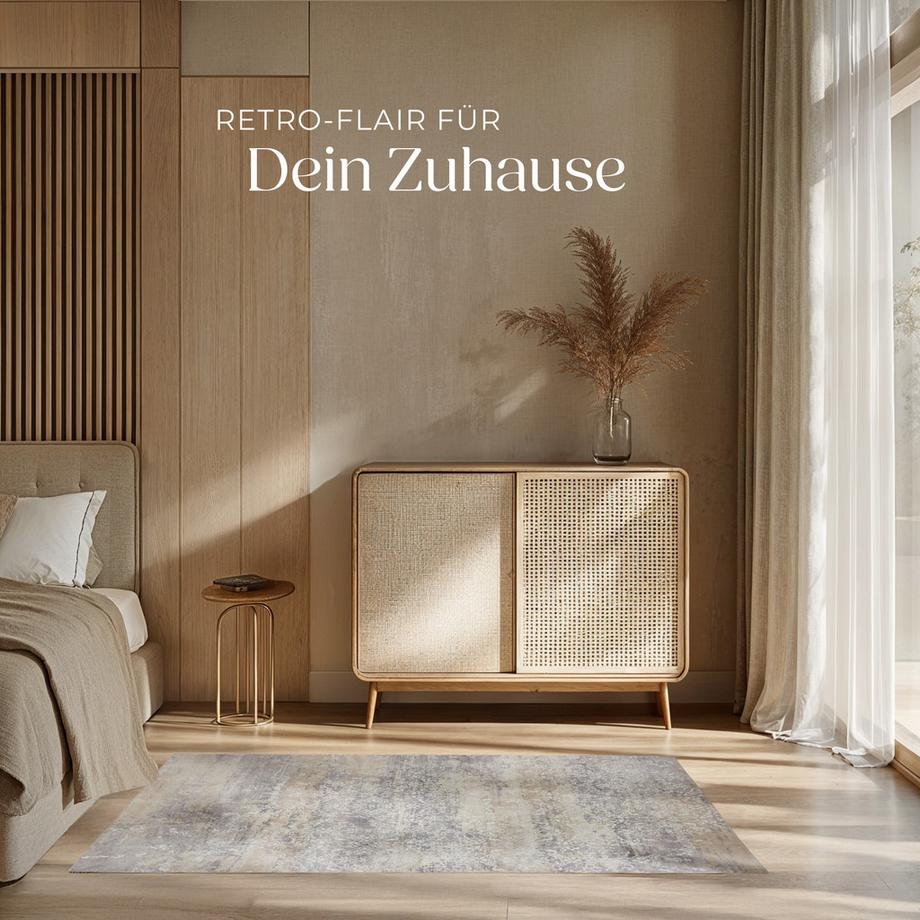 Tectake Vintage Designer Teppich Dalia verschiedene Größen Used-Look, verwaschenes Muster  