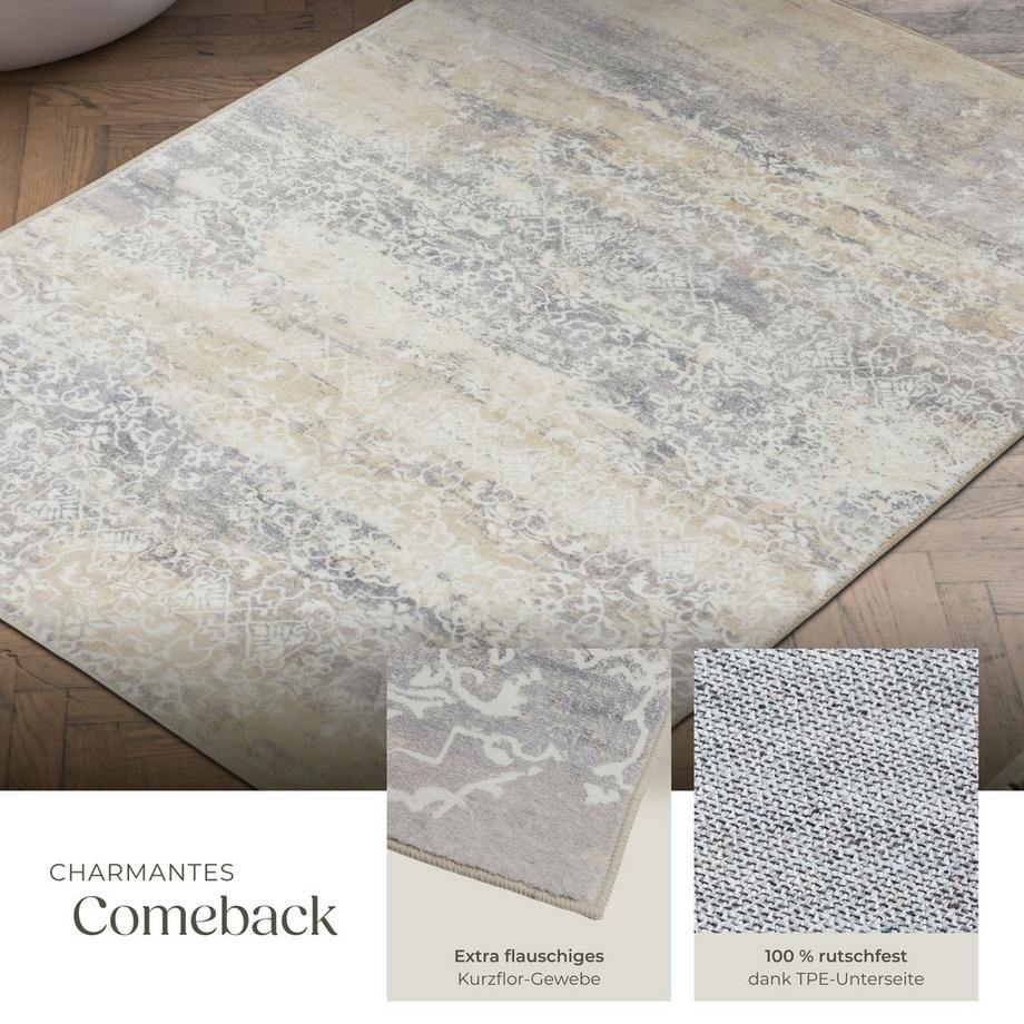 Tectake Vintage Designer Teppich Dalia verschiedene Größen Used-Look, verwaschenes Muster  