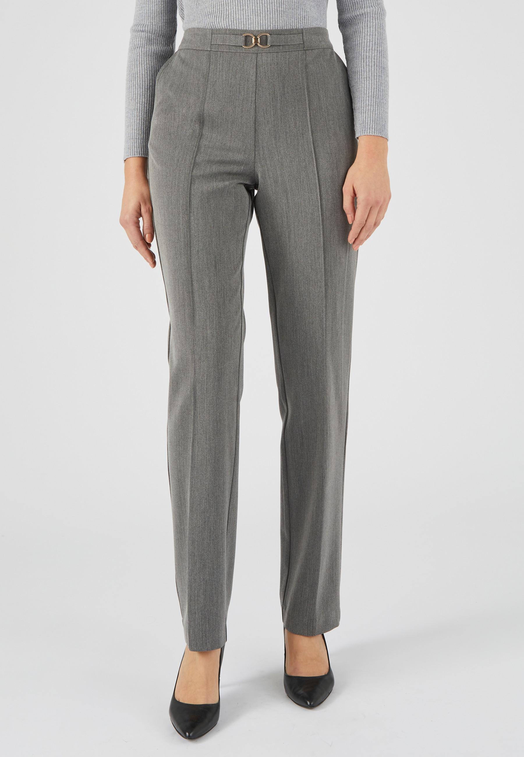 Image of Schlupfhose Mit Ausgefallener Schnalle Damen Grau 54